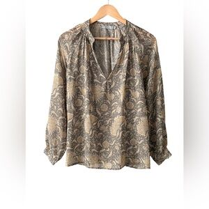 VINCE 100% Silk Floral Baroque Blouse – Size S
